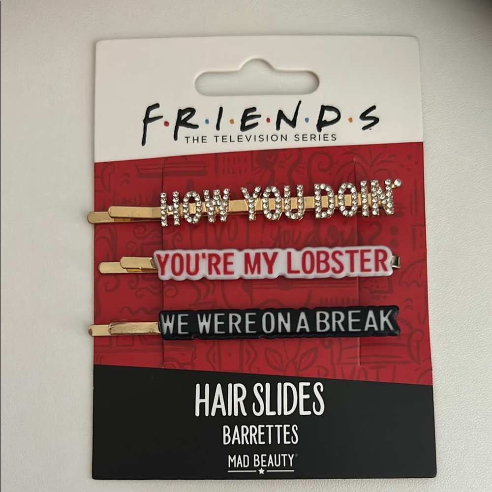 Friends Hair Slides - Gold, Red, Black